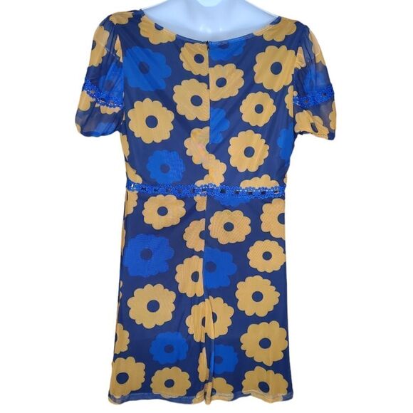 NEW Dolls Kill x Delias prismatic‎ perception groovy puff sleeve mesh dress 2X - Picture 3 of 8